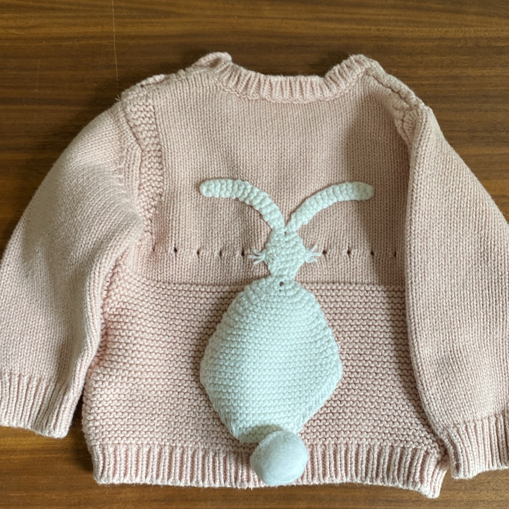 Stella McCartney Kids pink bunny sweater, 3 mo